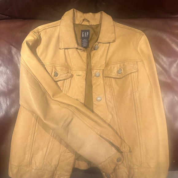 Limited edition, Gap mustard, genuine, leather jacket - Picture 1 of 7